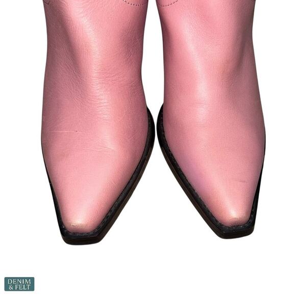 Jeffrey Campbell Dagget Rose Pink Cowboy Western Boot 8.5 Leather Block Heel - Picture 7 of 16